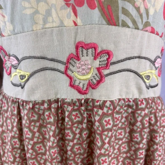 Mlle Gabrielle Boho Floral Midi Dress XL Embroidered 100% Cotton Cottagecore - Picture 5 of 11